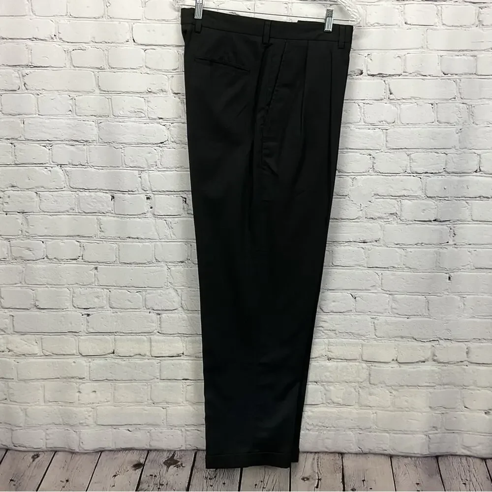 John W. Nordstrom Pants Men's Size 35x30 Black Pleated Business Casual Cuff Hem